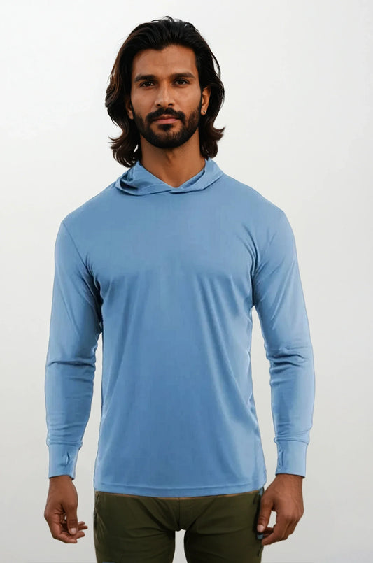SpectraUSA - UPF 50 Performance Hoody - Front, alternate model - Light blue