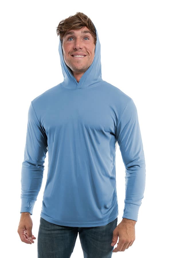 SpectraUSA - UPF 50 Performance Hoody - Front, hoodie up - Light blue