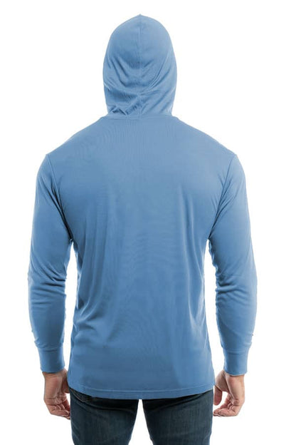 SpectraUSA - UPF 50 Performance Hoody - Back, hoodie up - Light blue