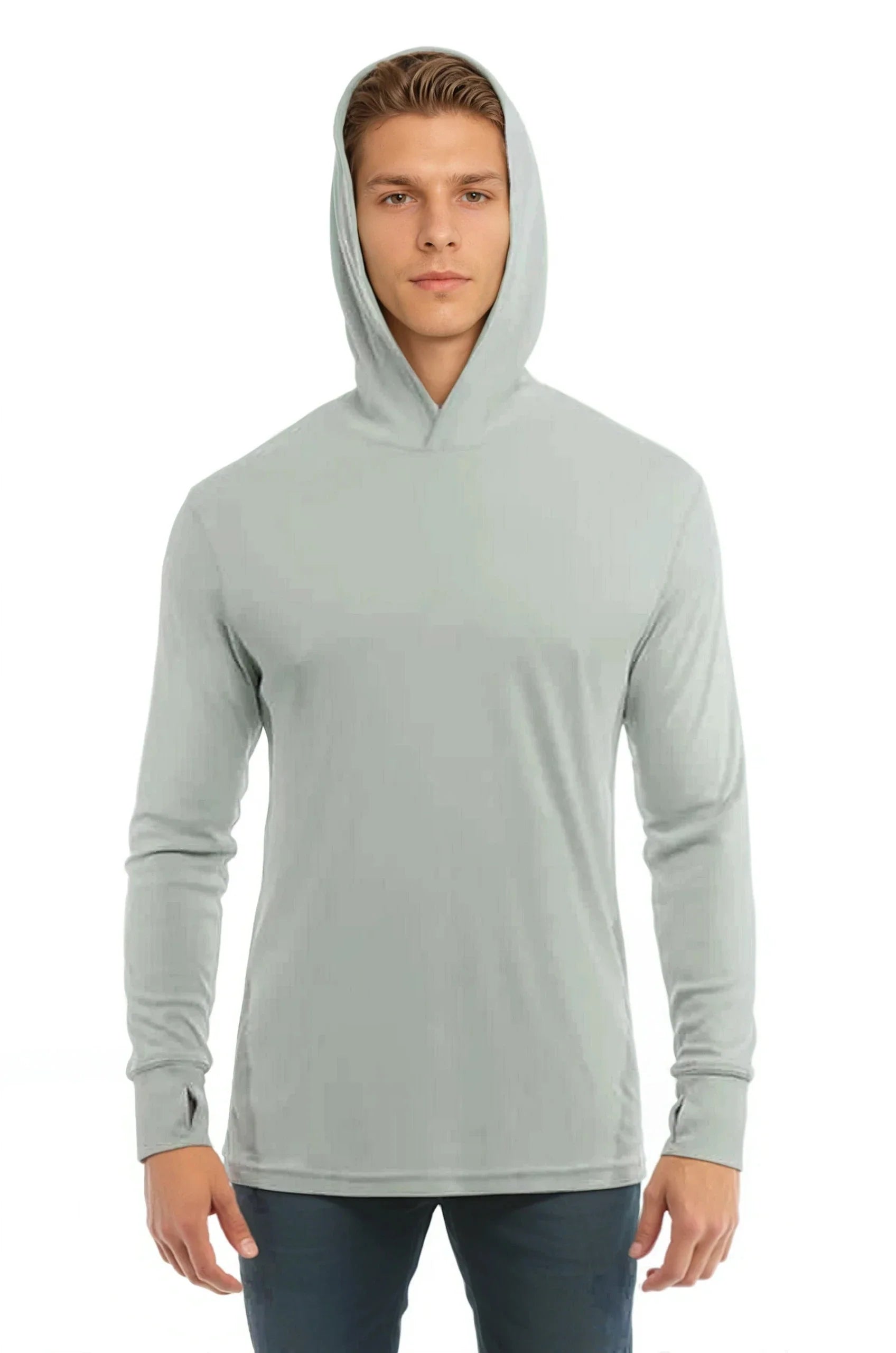 SpectraUSA - UPF 50 Performance Hoody - Front, hoodie up - Sage