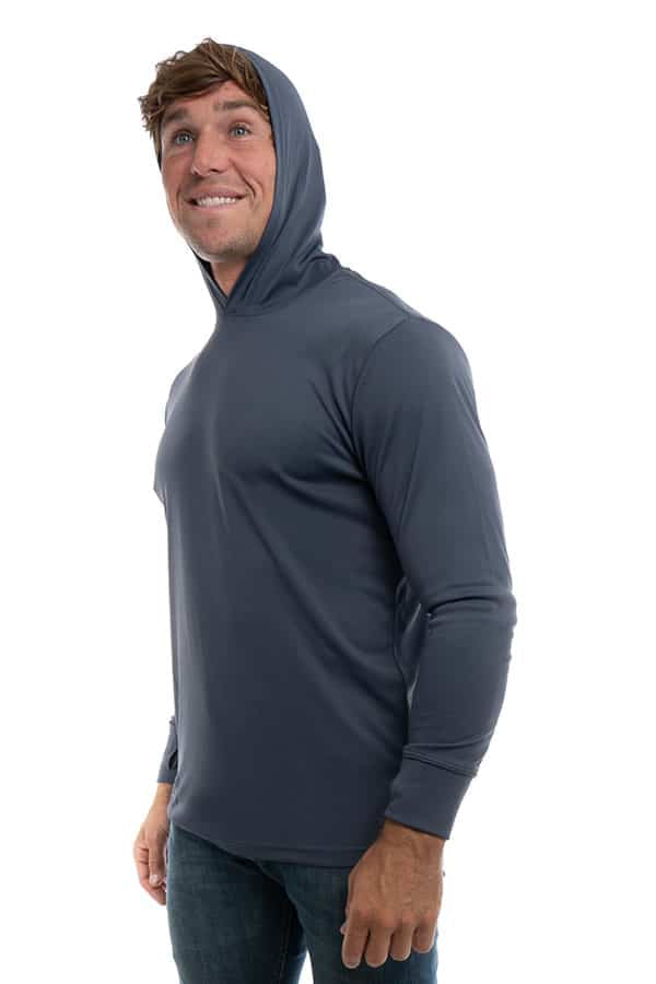 SpectraUSA - UPF 50 Performance Hoody - Front left, hoodie up - Steel grey