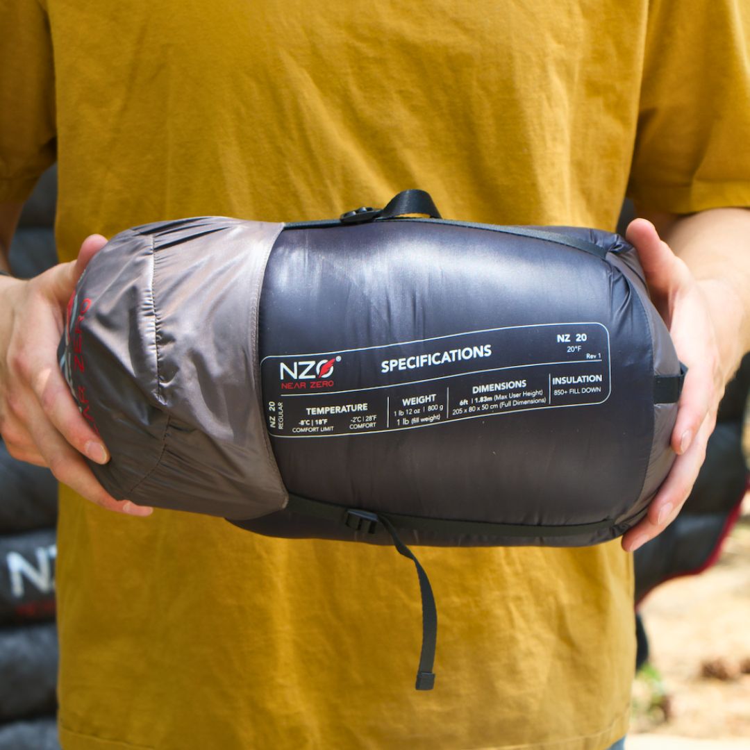 Near Zero Outdoor Gear - NZ 20 Mummy Sleeping Bag - Compresses to compact bundle
