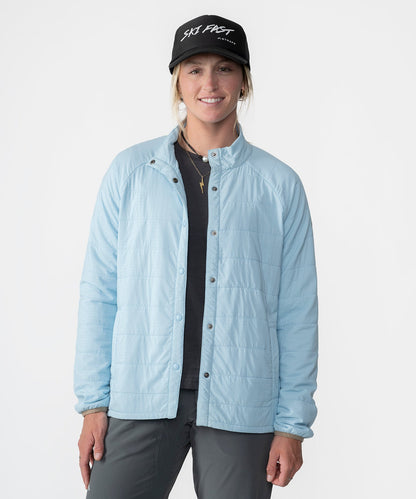 Strafe Outerwear - Highlands Shirt Jacket - Women's - Front unbuttoned - Power blue