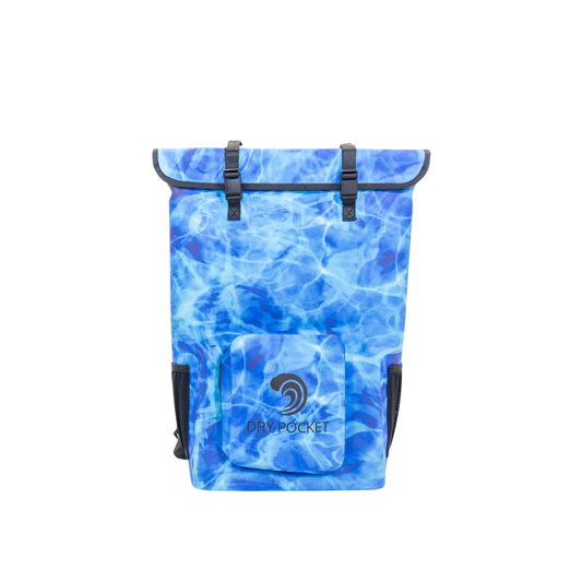 Dry Pocket - Waterproof Floating Cooler Backpack Dry Bag - Aqua Blue - Front
