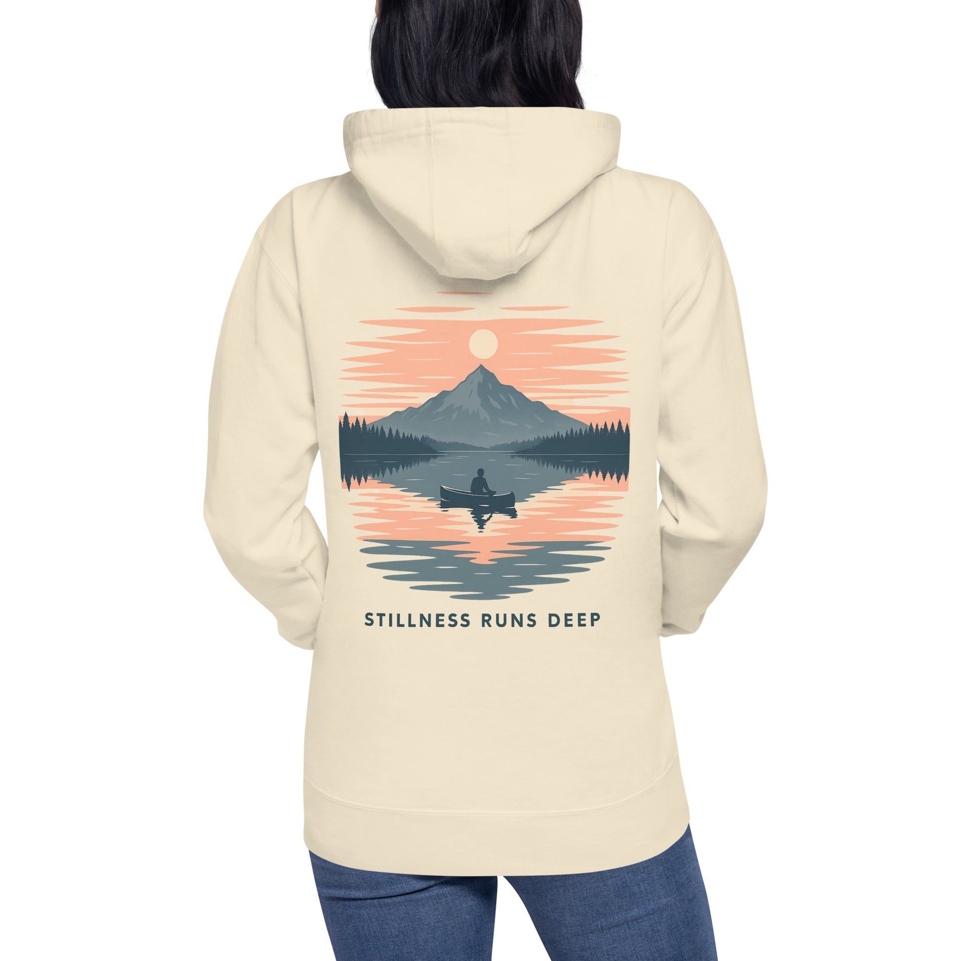 Trail Tide Co - Highwater Horizon Hoodie - Back - Female model - Bone