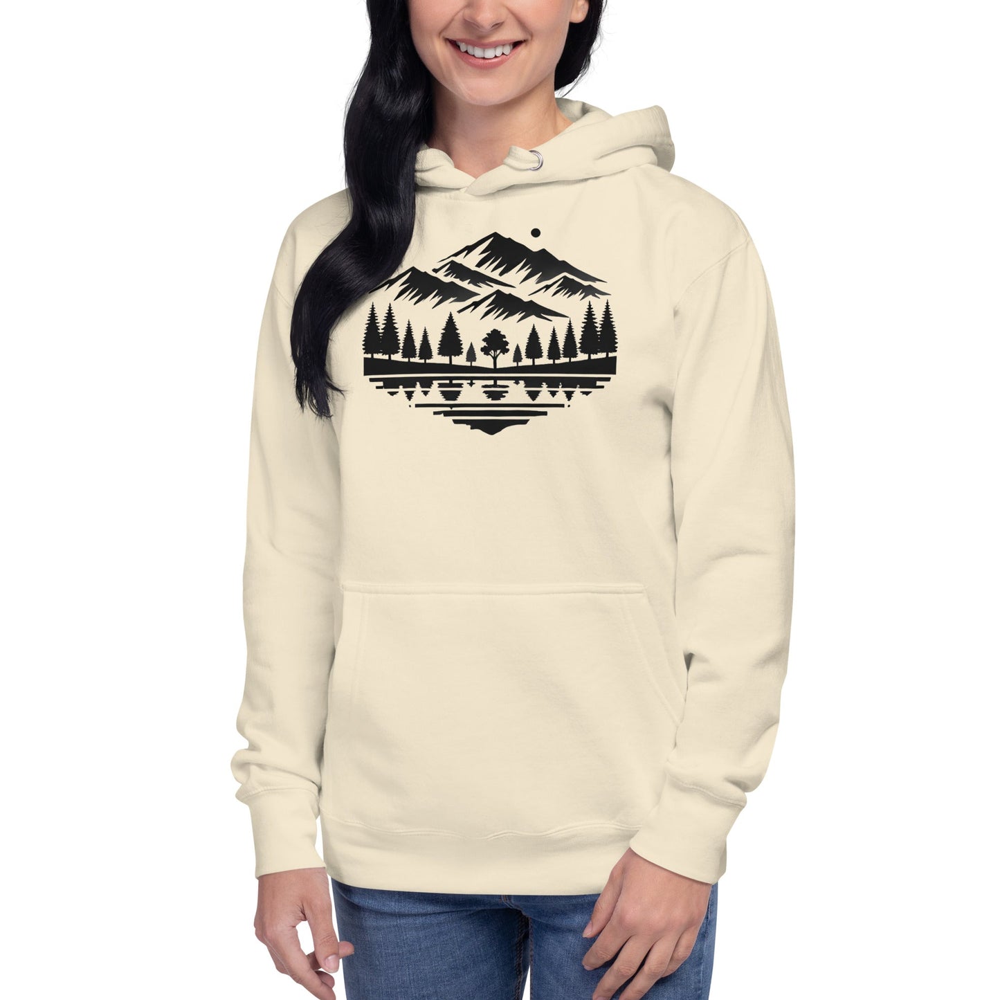 Trail Tide Co - Alpine Reflection Hoodie - Front Left - Female model - Bone