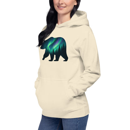 Trail Tide Co - Aurora Bear Hoodie - Front Left - Female model - Bone