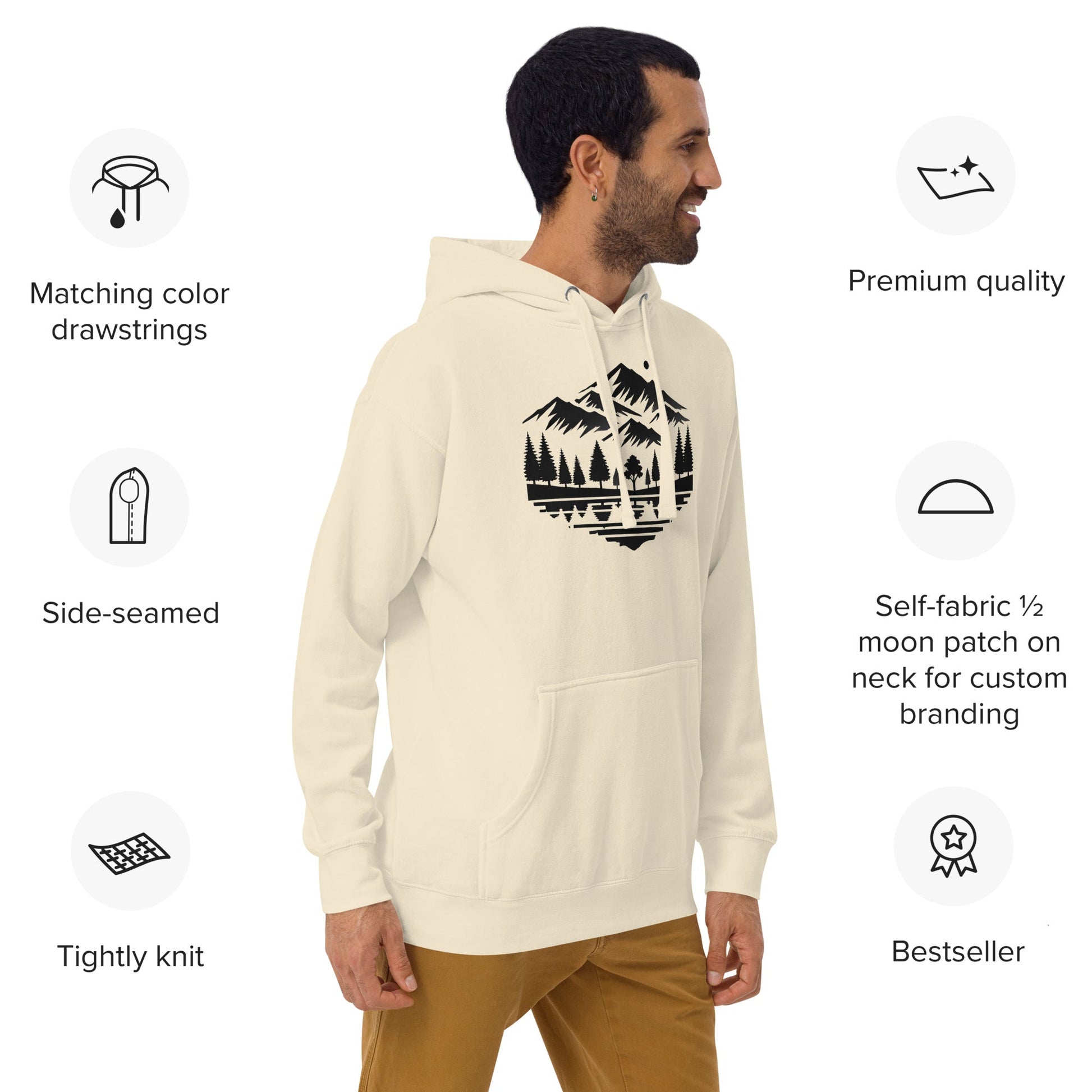 Trail Tide Co - Alpine Reflection Hoodie - Features - Male model - Bone