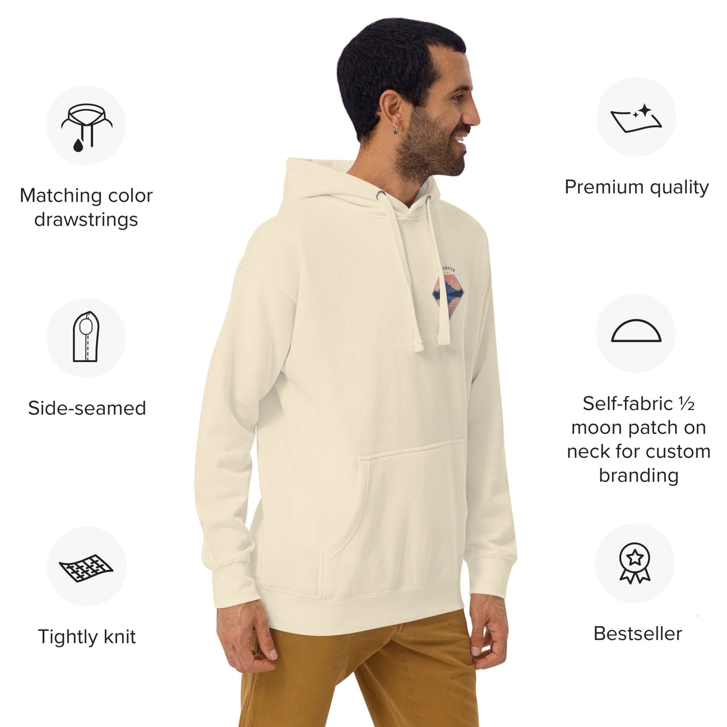 Trail Tide Co - Highwater Horizon Hoodie - Features - Male model - Bone