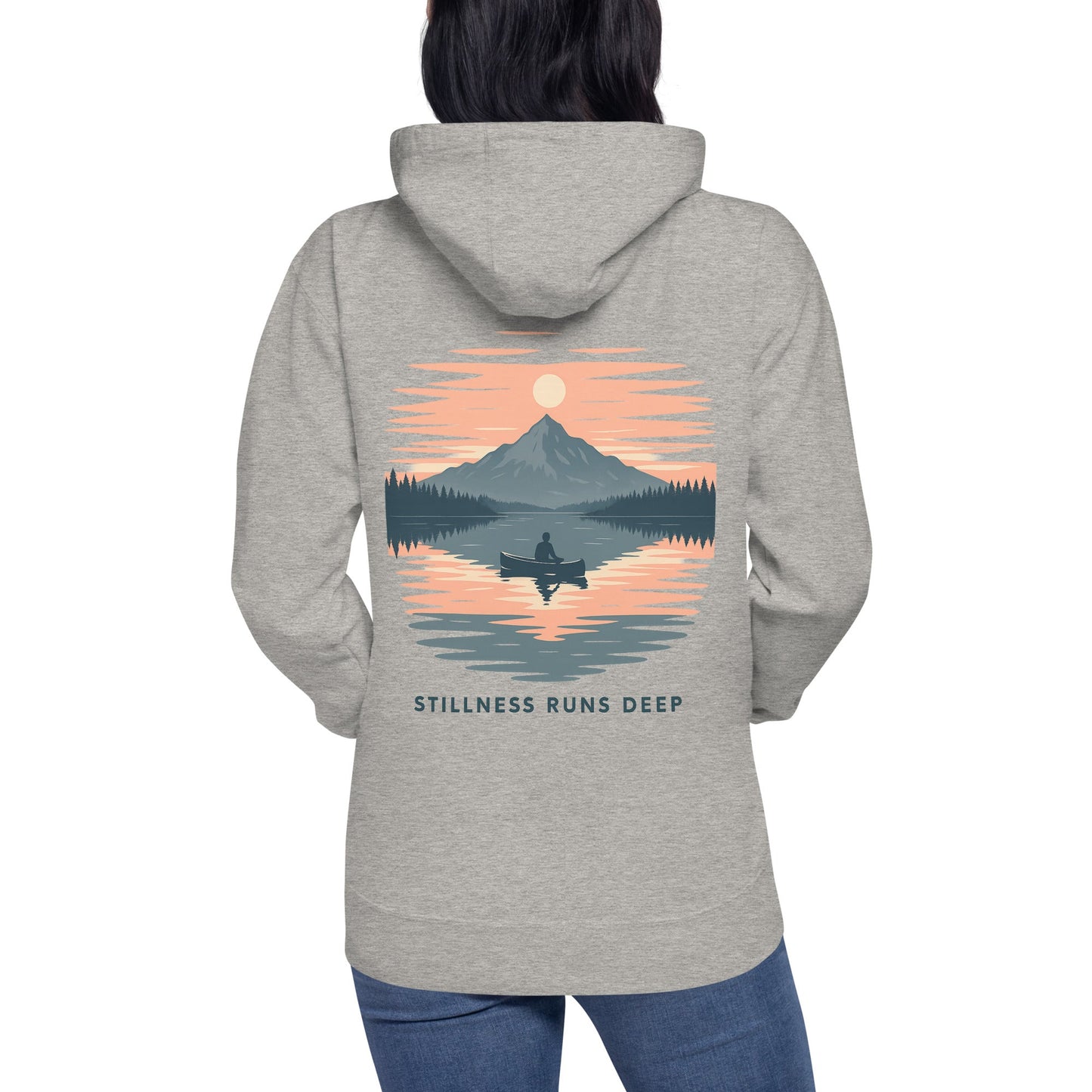 Trail Tide Co - Highwater Horizon Hoodie - Back - Female model - Carbon Grey