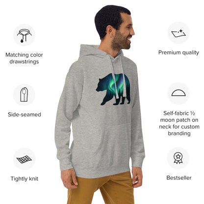 Trail Tide Co - Aurora Bear Hoodie - Features - Male model - Charcol Heather