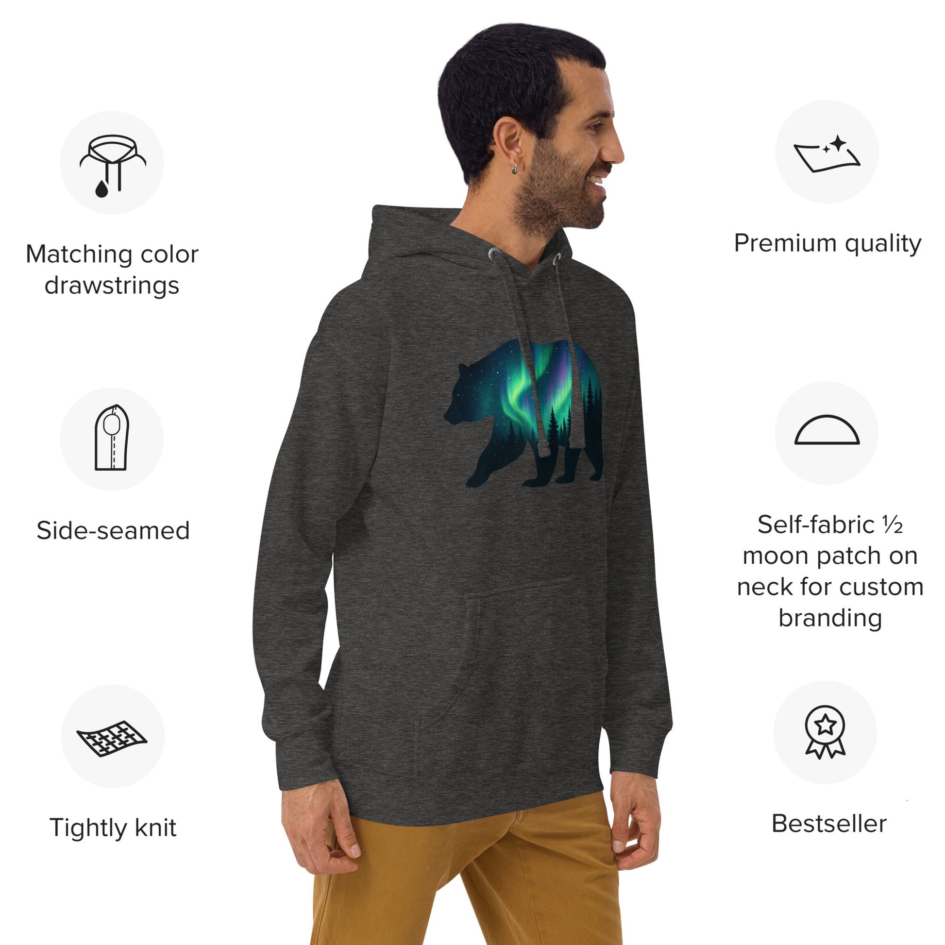Trail Tide Co - Aurora Bear Hoodie - Features - Male model - Sky Blue