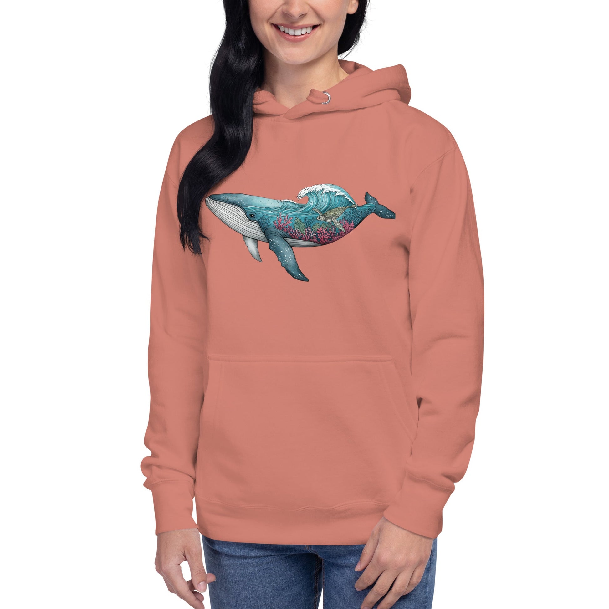 Trail Tide Co - Reef Rider Hoodie - Front Left - Female model - Dusty Rose