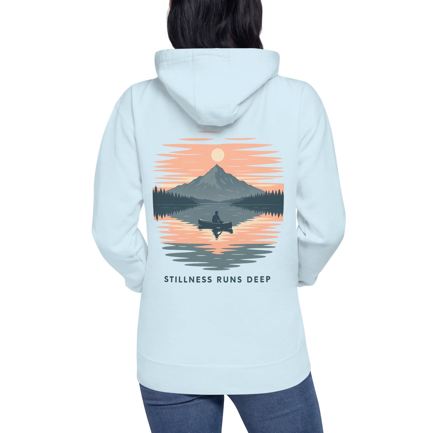 Trail Tide Co - Highwater Horizon Hoodie - Back - Female model - Sky Blue