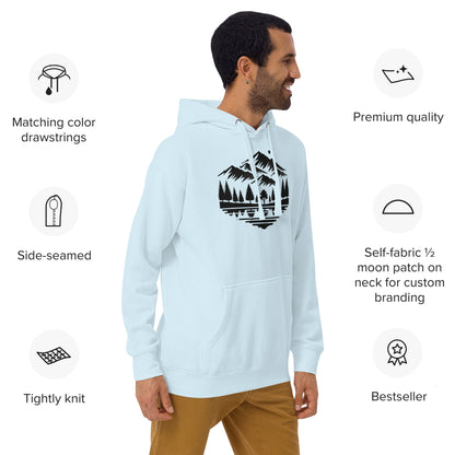 Trail Tide Co - Alpine Reflection Hoodie - Features - Male model - Sky Blue