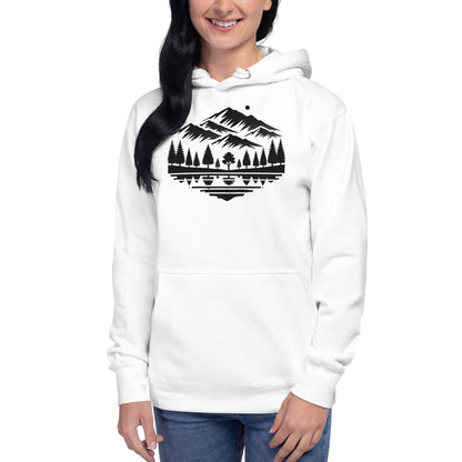Trail Tide Co - Alpine Reflection Hoodie - Front Left - Female model - White