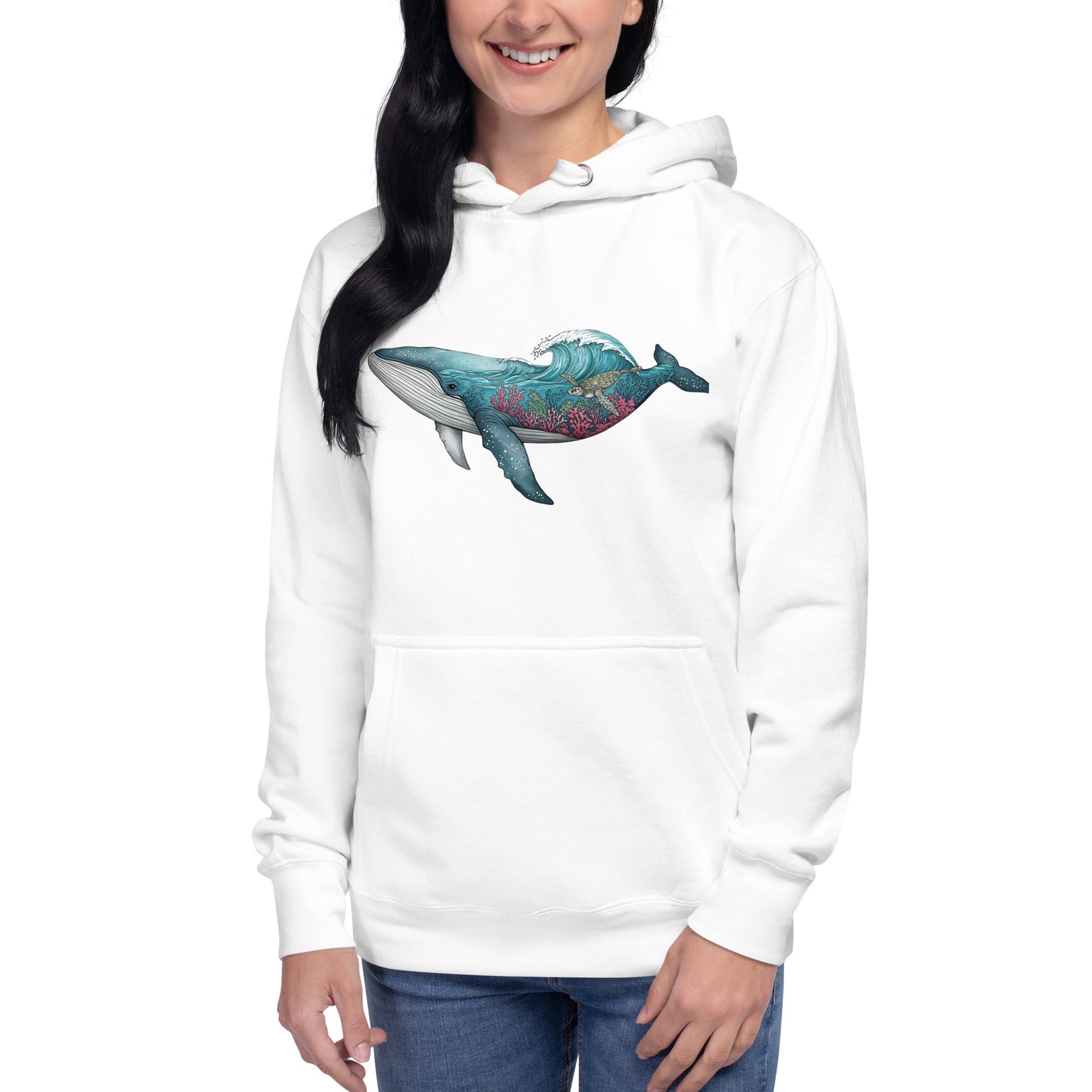 Trail Tide Co - Reef Rider Hoodie - Front Left - Female model - White