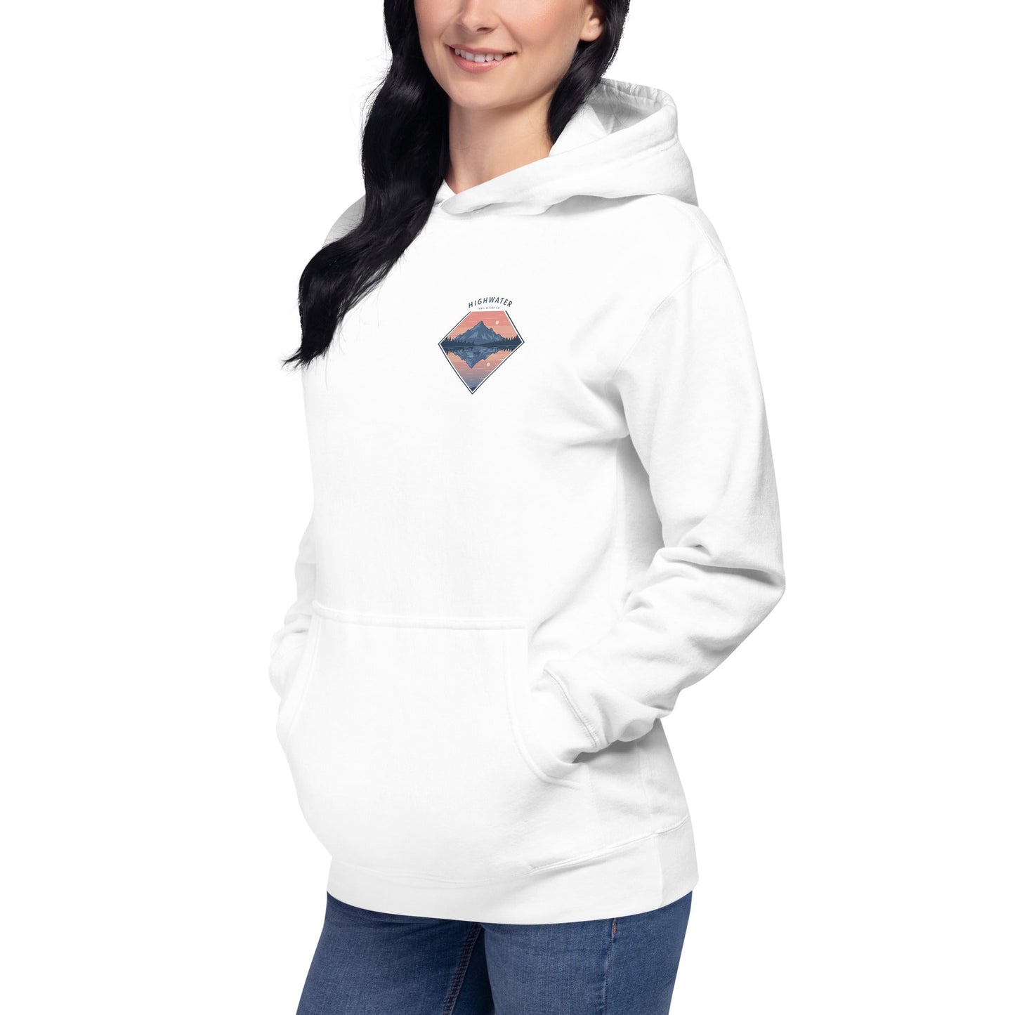 Trail Tide Co - Highwater Horizon Hoodie - Front Left - Female model - White