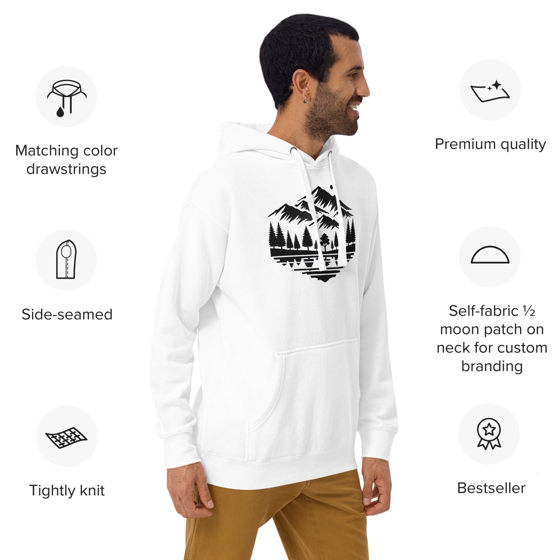 Trail Tide Co - Alpine Reflection Hoodie - Features - Male model - White