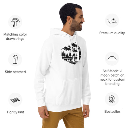 Trail Tide Co - Alpine Reflection Hoodie - Features - Male model - White