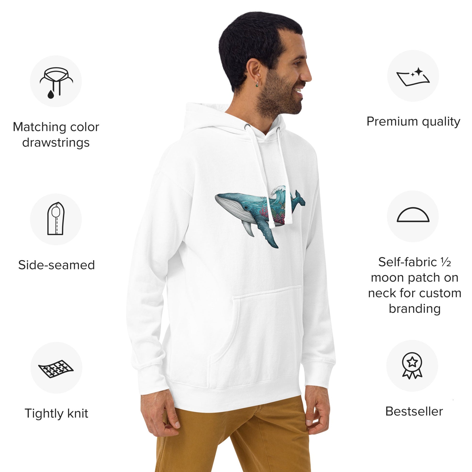 Trail Tide Co - Reef Rider Hoodie - Features - Male model - White