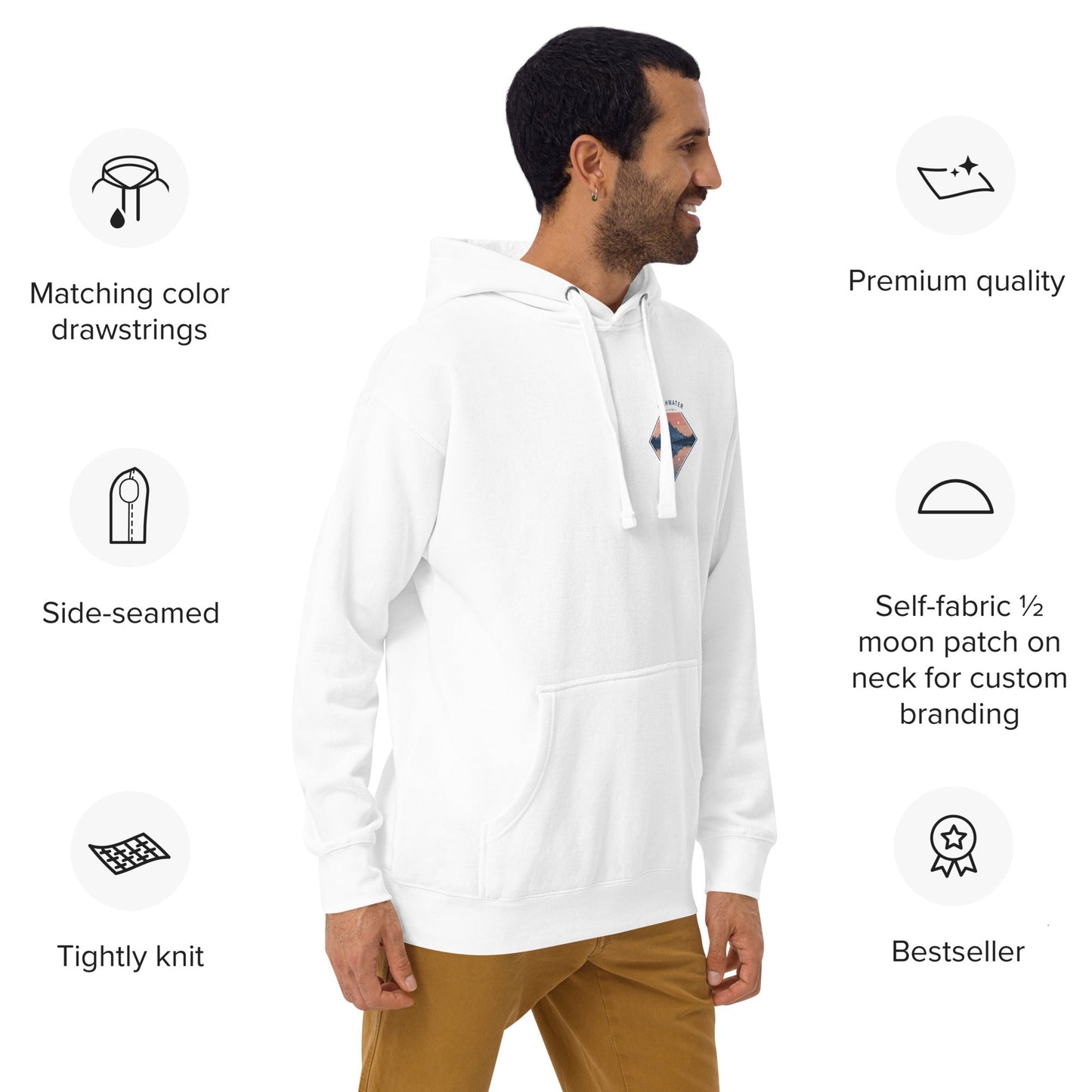 Trail Tide Co - Highwater Horizon Hoodie - Features - Male model - White
