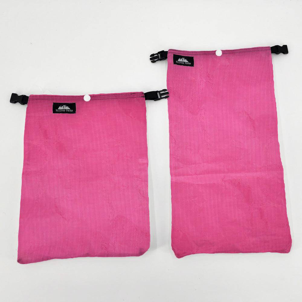 Hilltop Packs LLC - Ultralight Ditty Dry Bags - Challenge D50T fabric - Pink, small & medium long