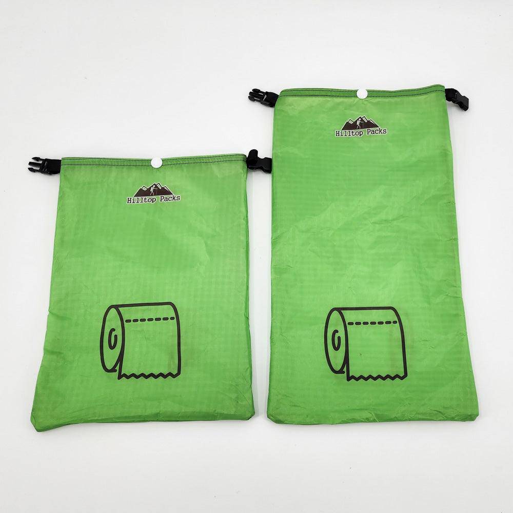 Hilltop Packs LLC - Ultralight Ditty Dry Bags - Challenge D50T fabric - Green, toilet paper, small & medium long