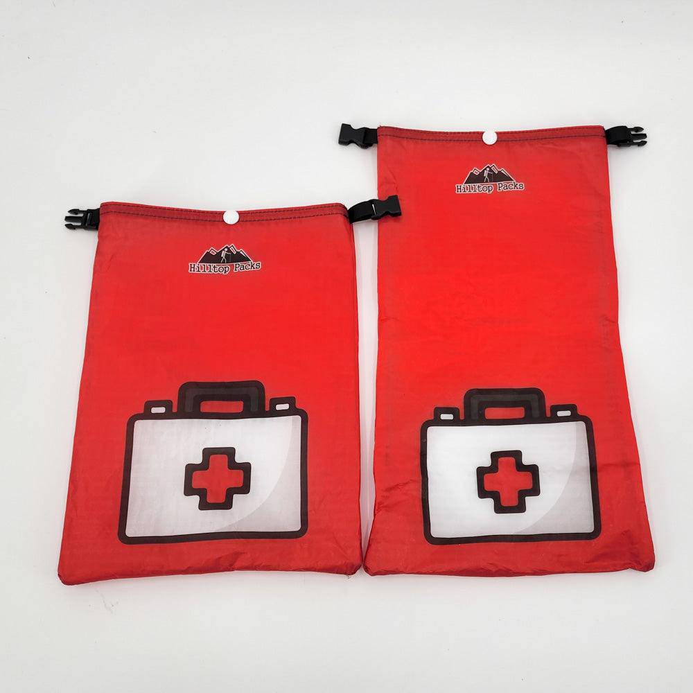 Hilltop Packs LLC - Ultralight Ditty Dry Bags - Challenge D50T fabric - Red, med kit 1, small & medium long