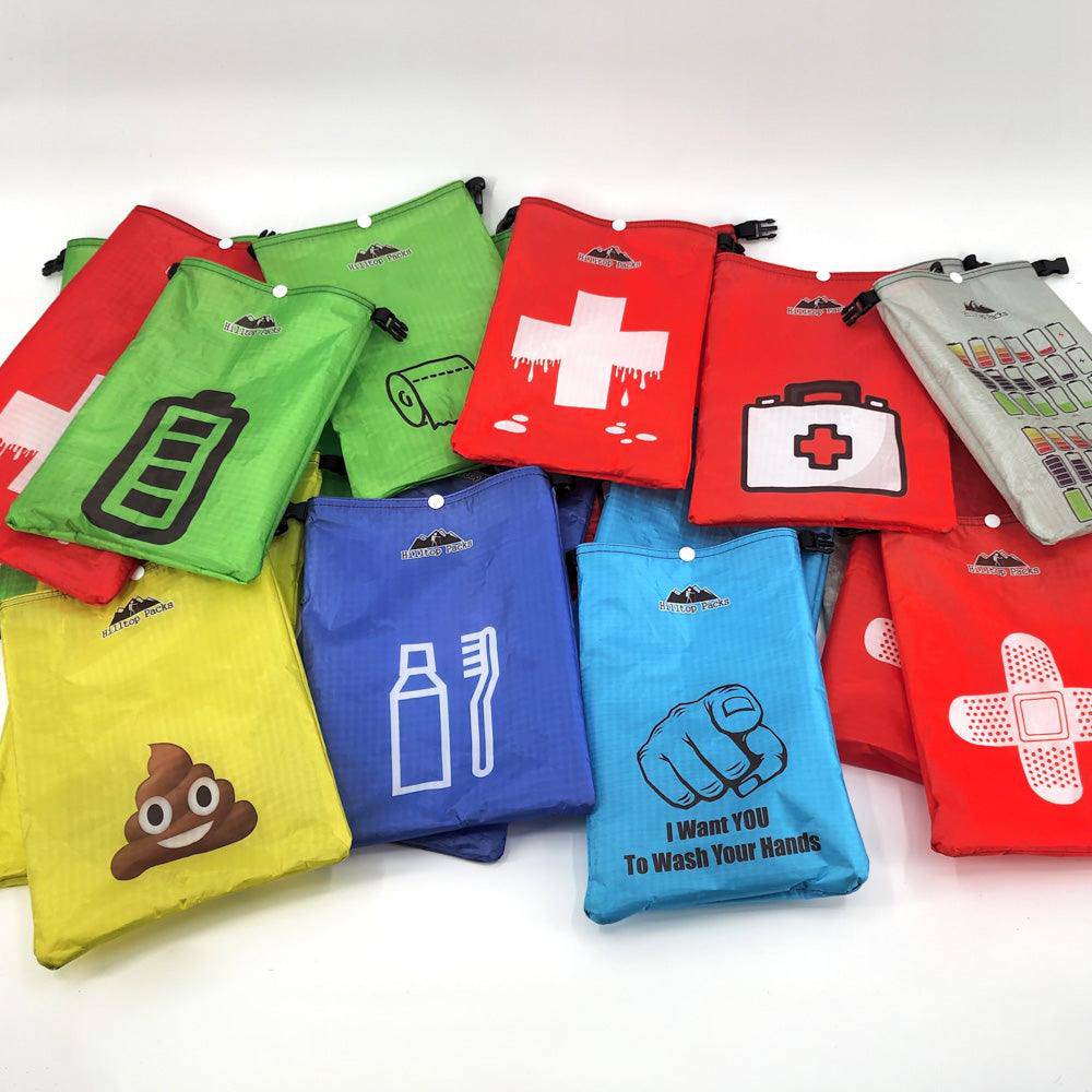 Hilltop Packs LLC - Ultralight Ditty Dry Bags - Challenge D50T fabric - Various colors, graphics and sizes