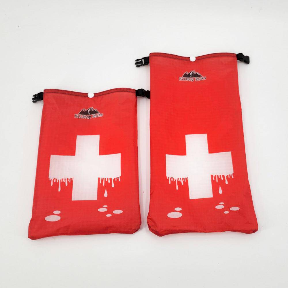Hilltop Packs LLC - Ultralight Ditty Dry Bags - Challenge D50T fabric - Red, med kit 2, small & medium long