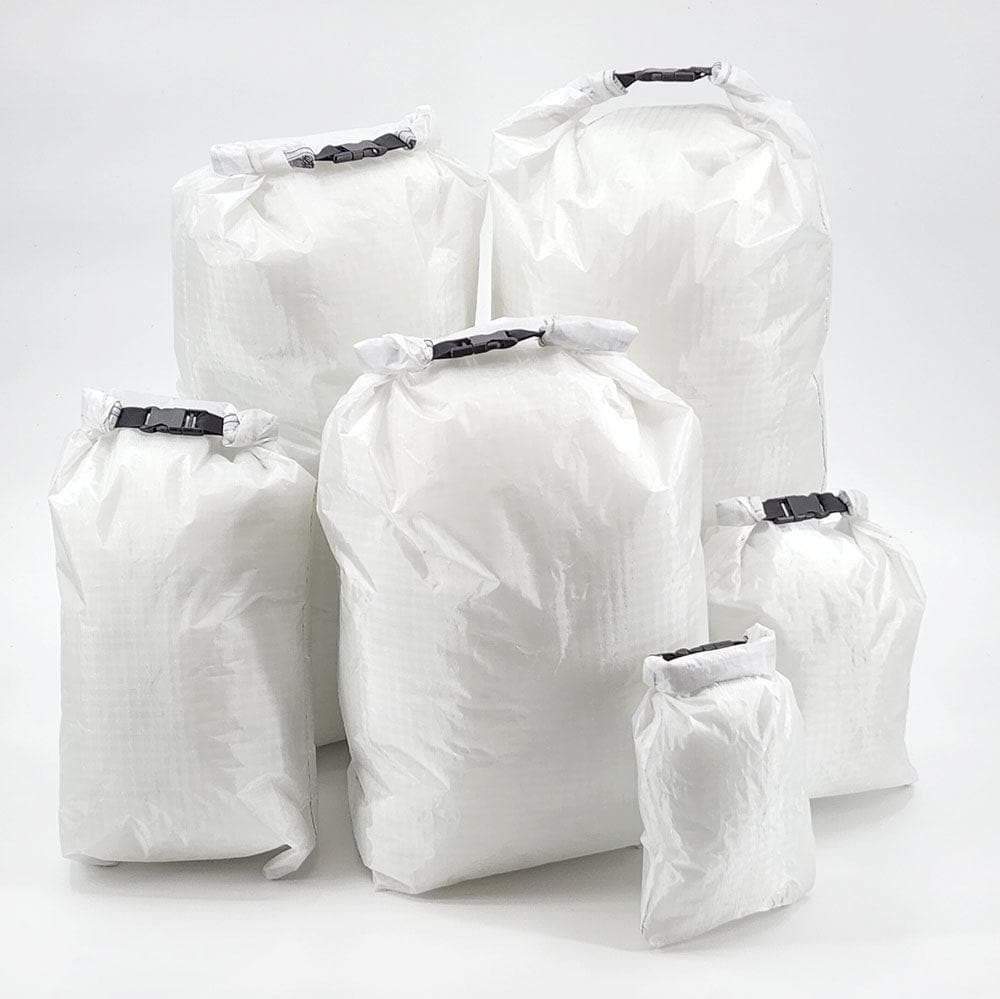 Hilltop Packs LLC - Ultralight Roll Top Dry Bags - Challenge D50T fabric - Various sizes, shown full