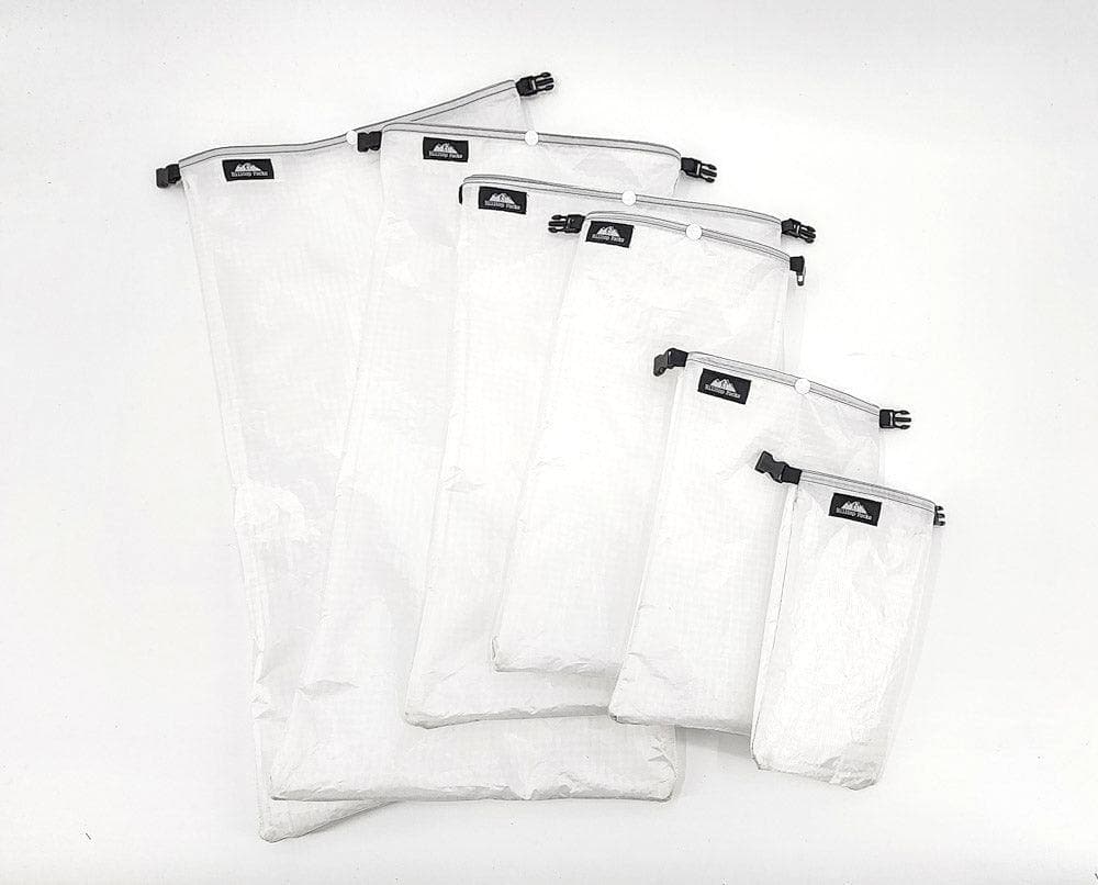 Hilltop Packs LLC - Ultralight Roll Top Dry Bags - Challenge D50T fabric - Various sizes, shown flat