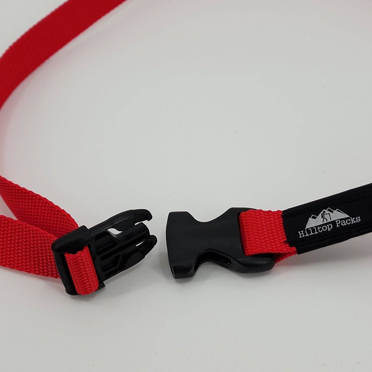Hilltop Packs LLC - Ultralight Hiker Belts - Red, unbuckled detail