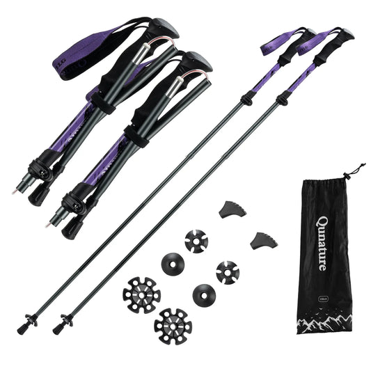 Qunature Global - Foldable Lightweight Aluminum Trekking Pole with Adjustable Height and Grip - Parts - Purple 