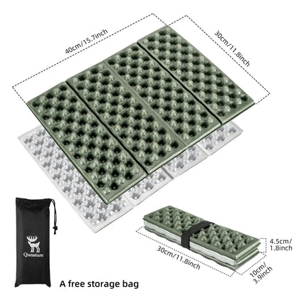 Qunature Global - Folding Seat Pad Mat with Foam for Hiking & Camping,  Lightweight & Portable - Dimensions - Army Green