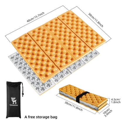 Qunature Global - Folding Seat Pad Mat with Foam for Hiking & Camping,  Lightweight & Portable - Dimensions - Yellow-Green
