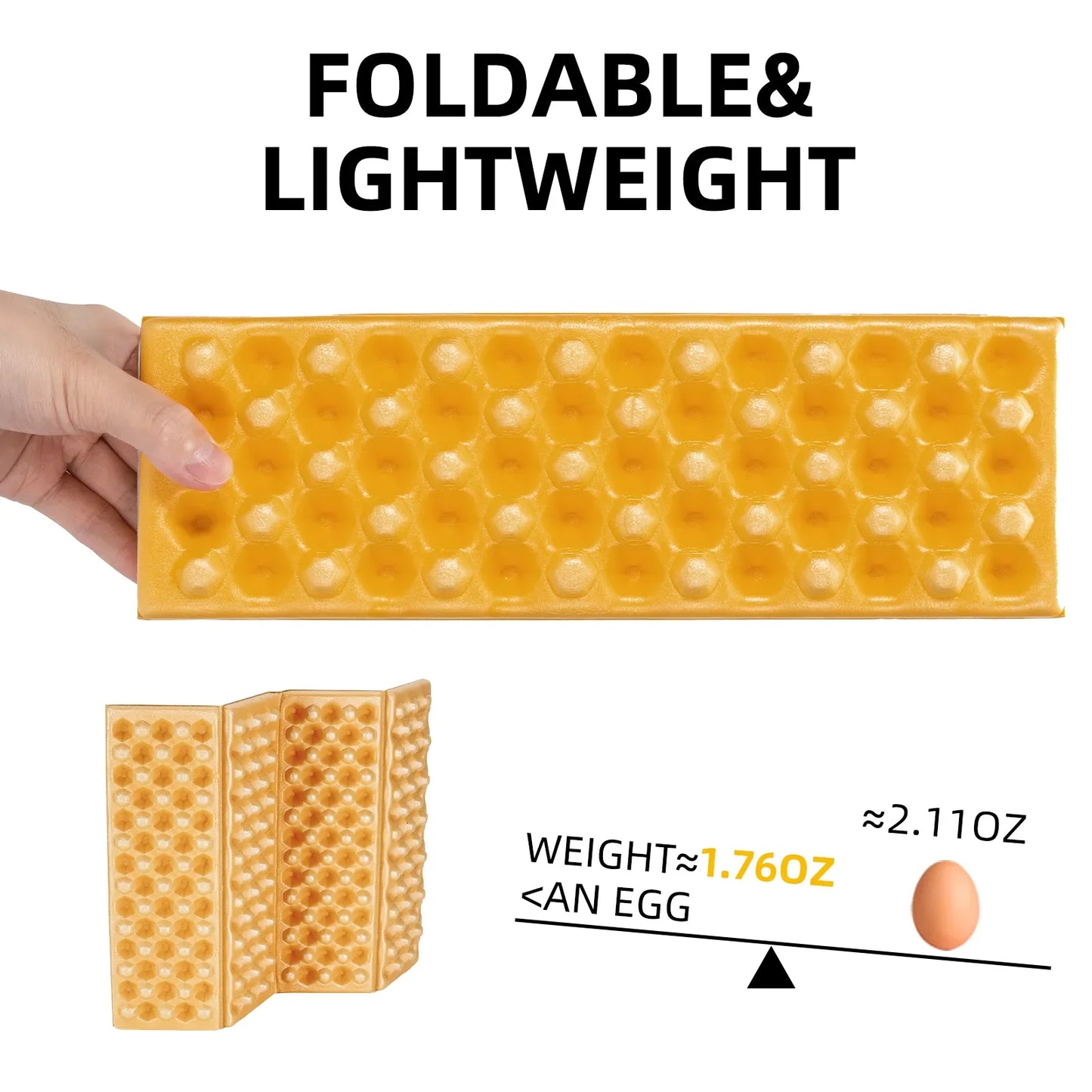 Qunature Global - Folding Seat Pad Mat with Foam for Hiking & Camping,  Lightweight & Portable - Foldable & Lightweight - Yellow-Green