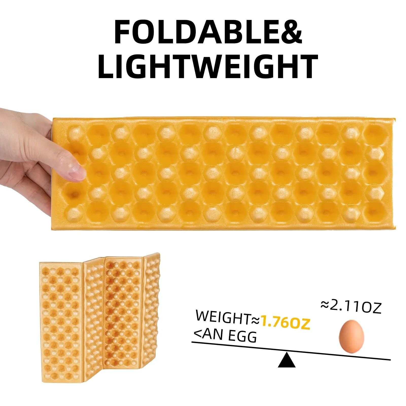 Qunature Global - Folding Seat Pad Mat with Foam for Hiking & Camping,  Lightweight & Portable - Foldable & Lightweight - Yellow-Green