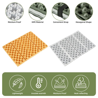 Qunature Global - Folding Seat Pad Mat with Foam for Hiking & Camping,  Lightweight & Portable - Features - Army Green