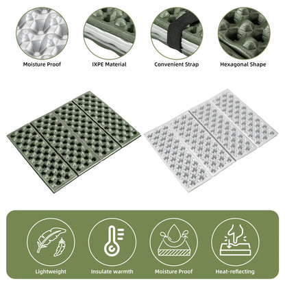 Qunature Global - Folding Seat Pad Mat with Foam for Hiking & Camping,  Lightweight & Portable - Features - Yellow-Green