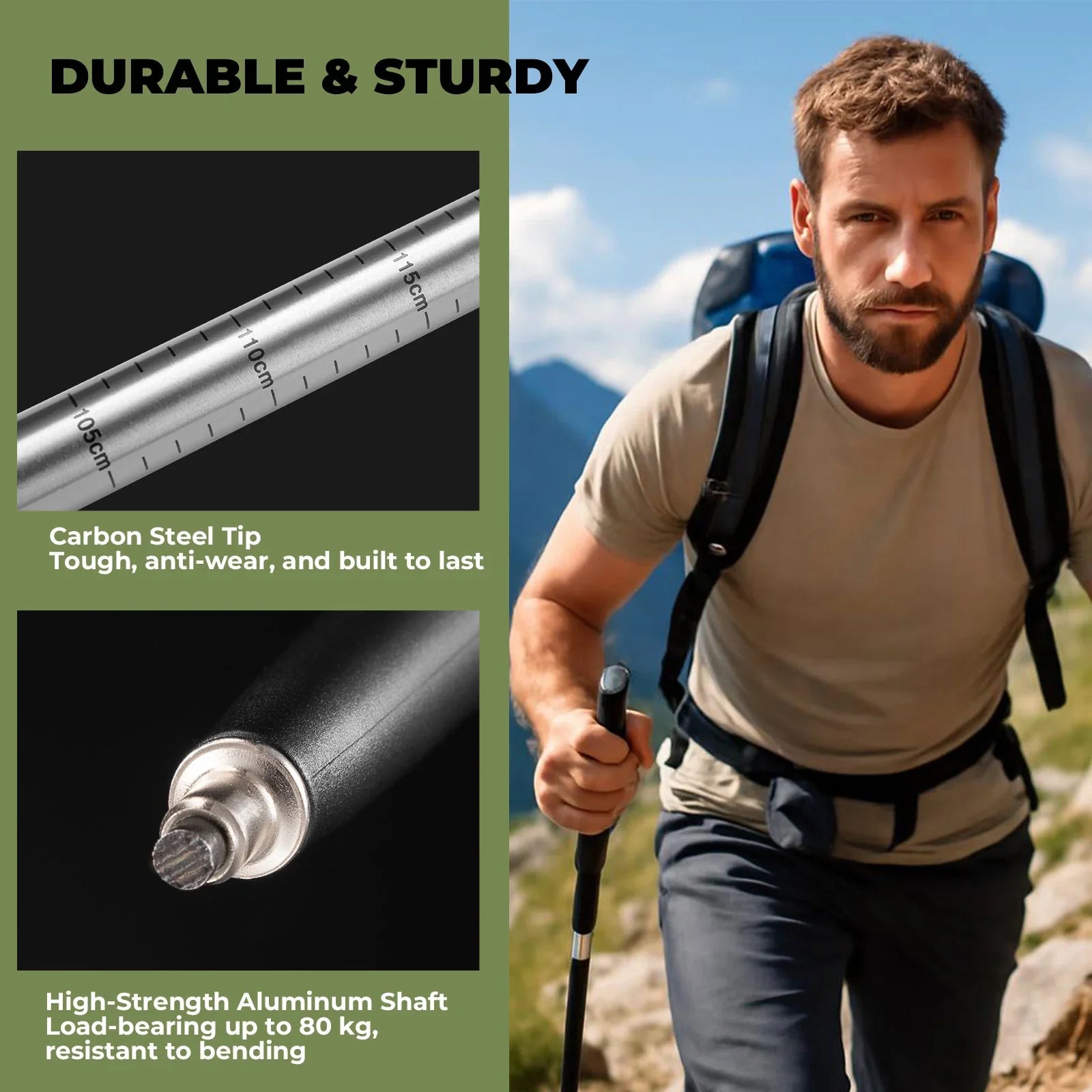 Qunature Global - Ultra-Light 3-Section Trekking Pole - Material details