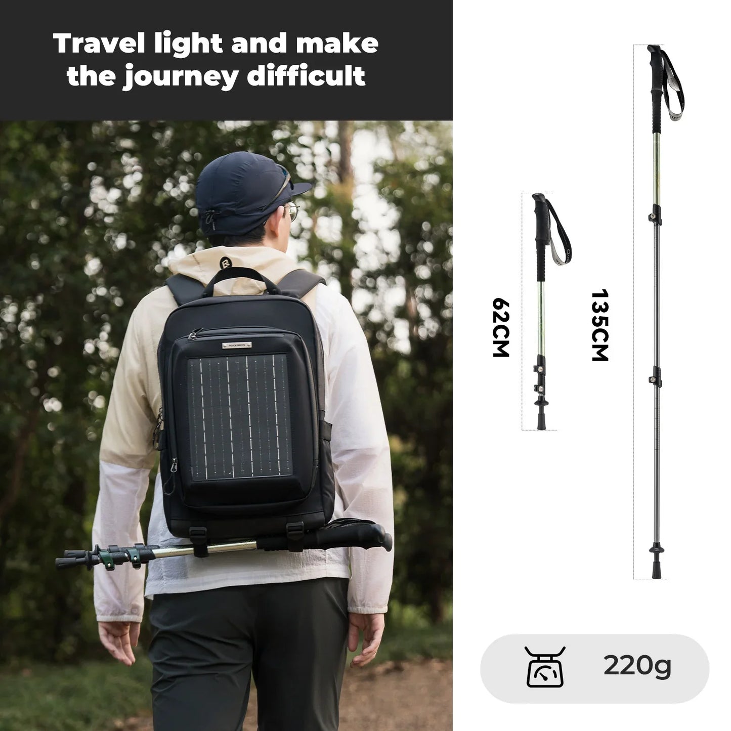 Qunature Global - Ultra-Light 3-Section Trekking Pole - Lengths - Pine Green