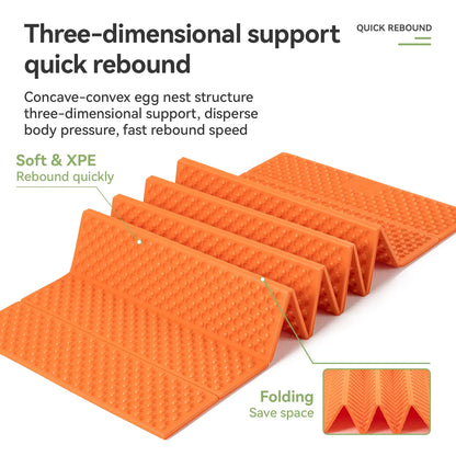 Qunature Global - Ultralight Folding Sleeping Pad Waterproof R-Value 1.8 for Camping & Hiking - Egg-crate structure features