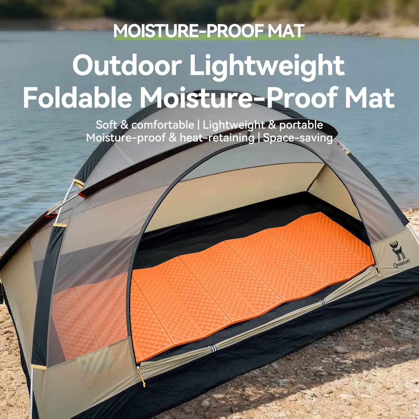 Qunature Global - Ultralight Folding Sleeping Pad Waterproof R-Value 1.8 for Camping & Hiking - Lightweight and moisture-proof