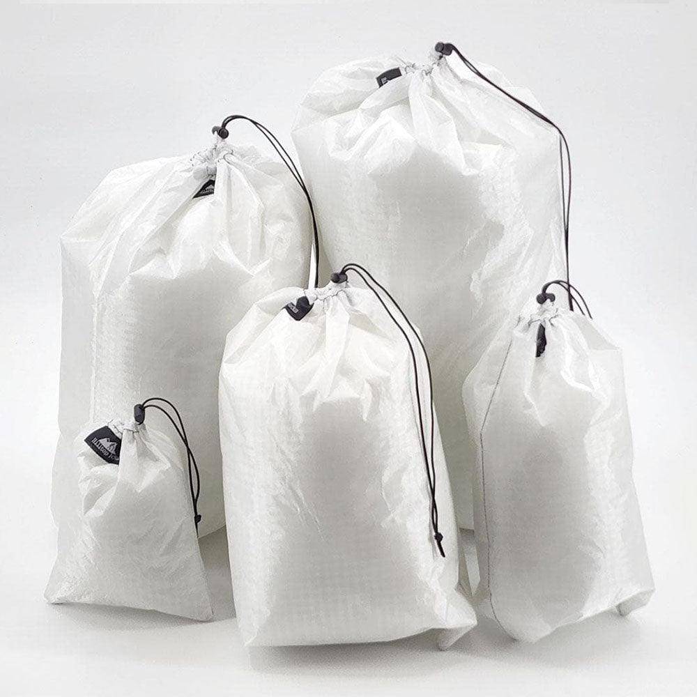 Hilltop Packs LLC - Ultralight Drawstring Stuff Sacks - Challenge D50T fabric - Various sizes, shown full