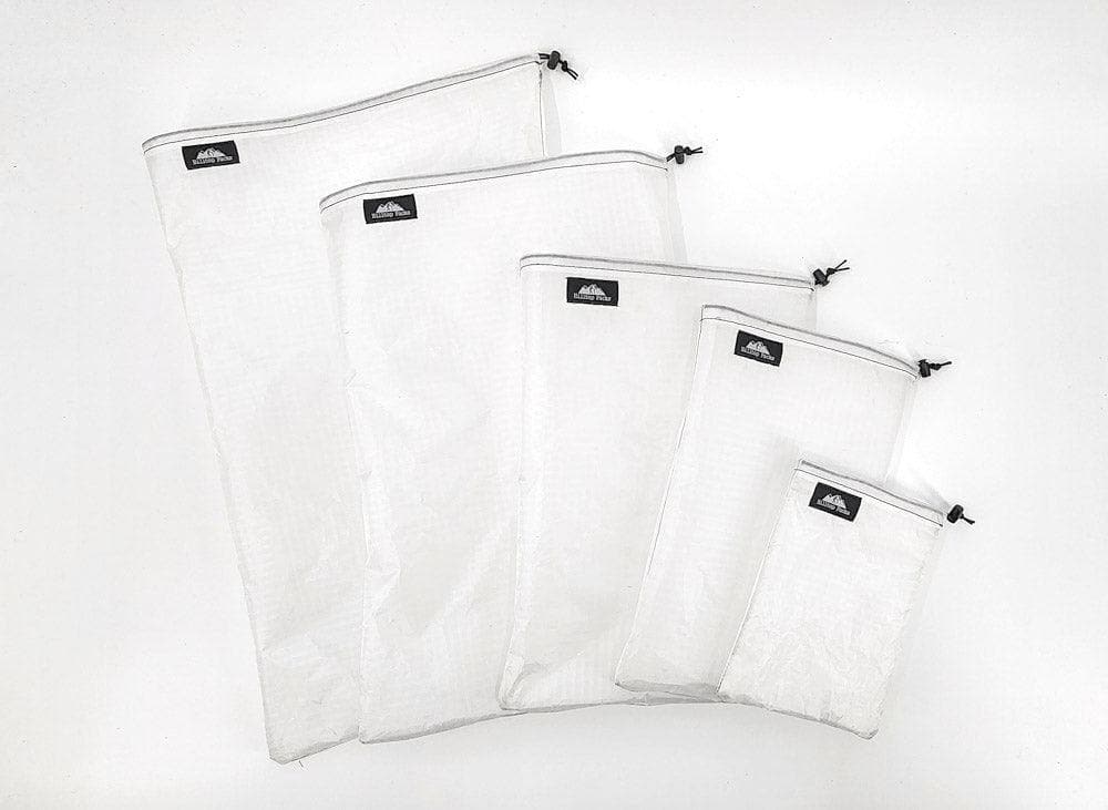 Hilltop Packs LLC - Ultralight Drawstring Stuff Sacks - Challenge D50T fabric - Various sizes, shown flat