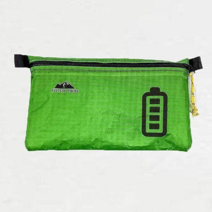 Hilltop Packs LLC - Ultralight Zipper Pouches - Classic Patterns - Challenge D50T Fabric - Green, batteries, medium