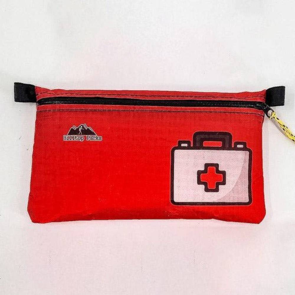 Hilltop Packs LLC - Ultralight Zipper Pouches - Classic Patterns - Challenge D50T Fabric - Red, med kit 1, medium
