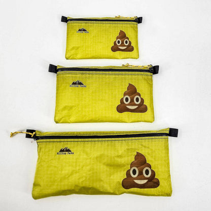Hilltop Packs LLC - Ultralight Zipper Pouches - Classic Patterns - Challenge D50T Fabric - Yellow, poop, small medium & large
